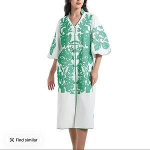Amazon Green and White Midi Dress
